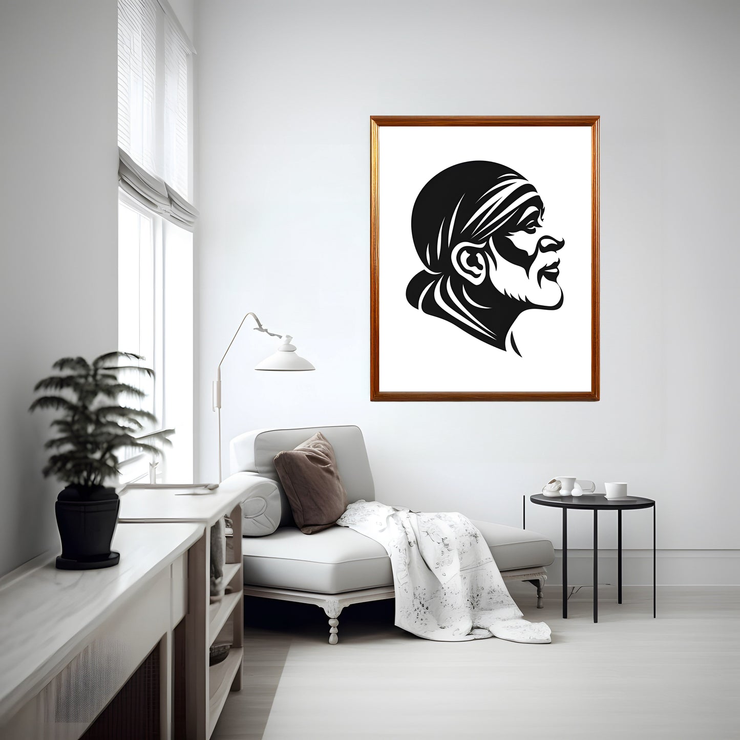 SAI BABA Timeless Blessings – Black and White Sai Baba Art Print