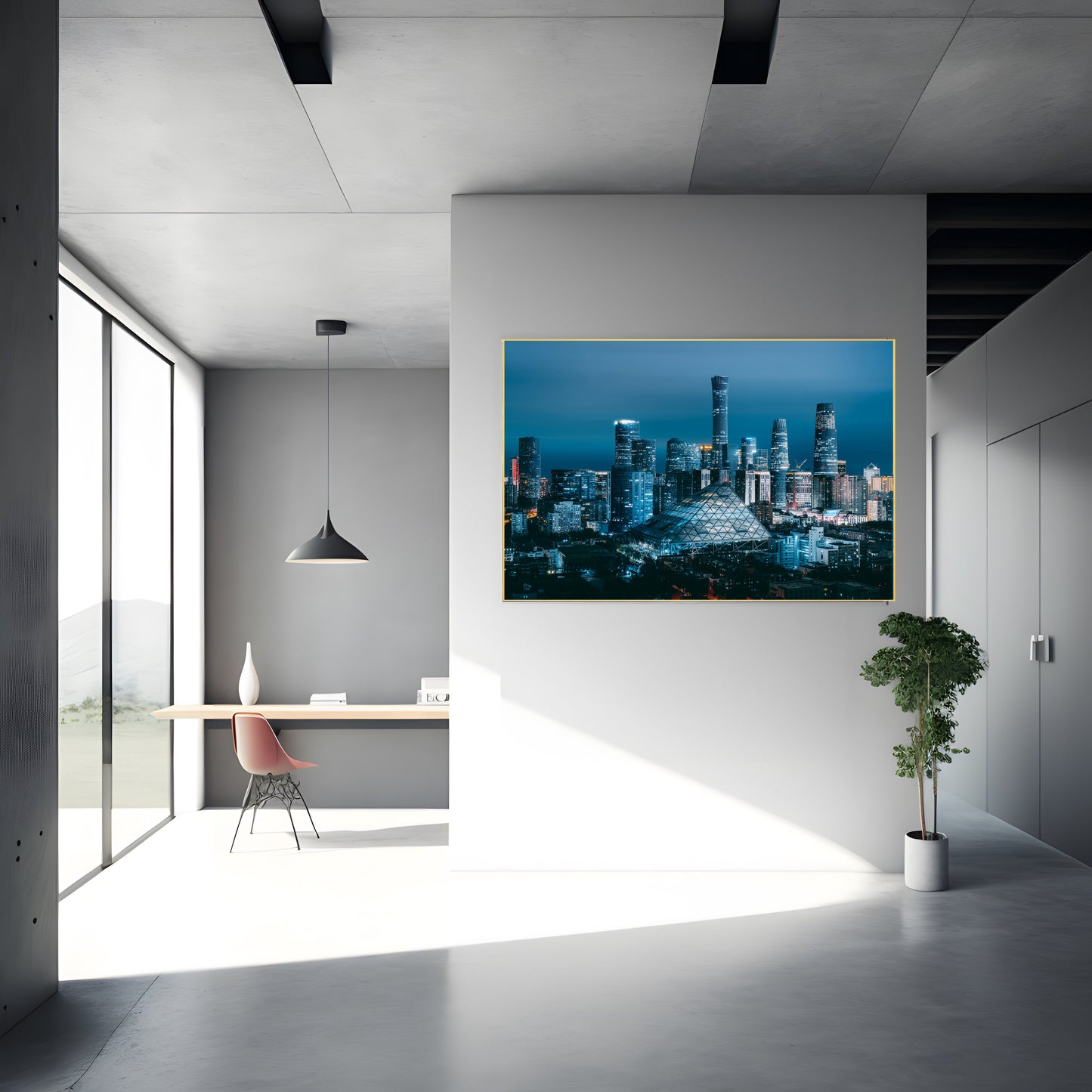 Skyline at Night: Vibrant Cityscape Print | Radiant Night Lights Wall Decor