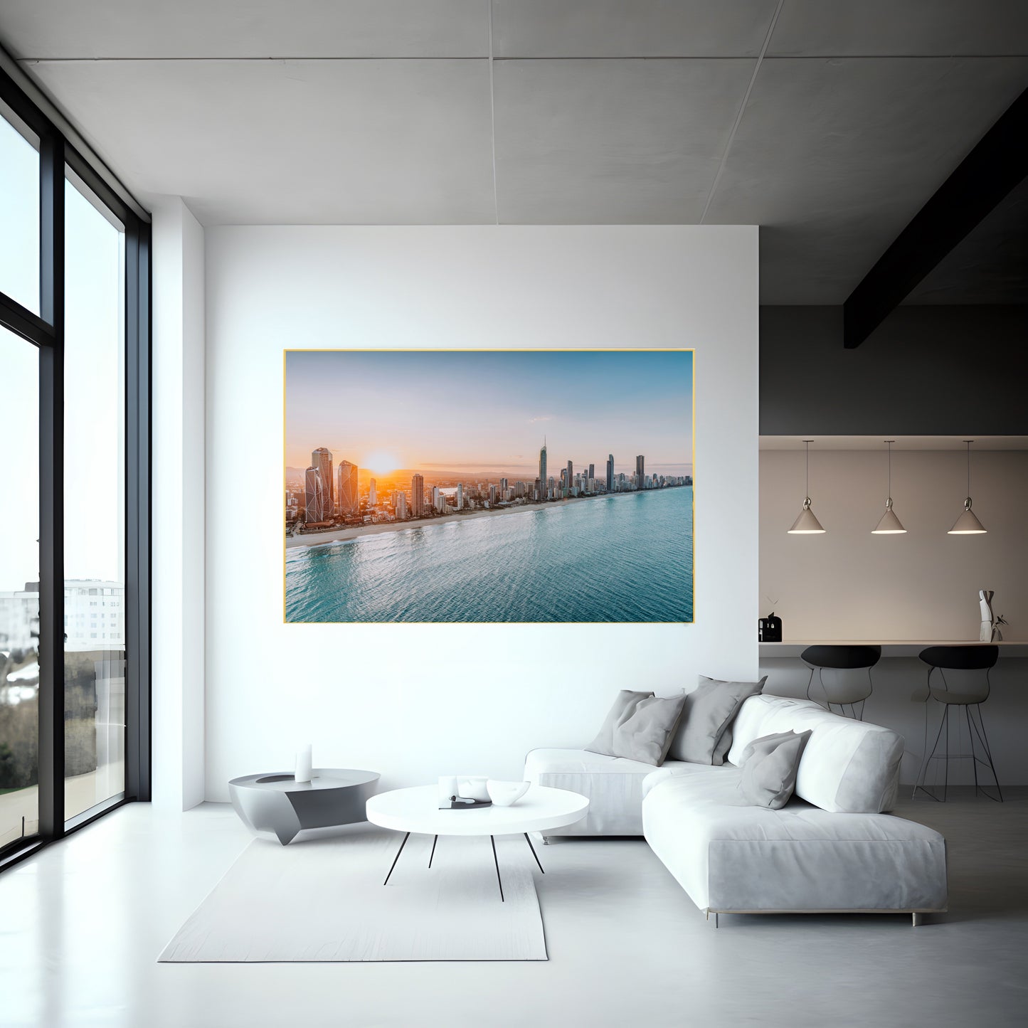 City of Gold Coast Skyline Sunset Art Print, Australian Coastal Decor, Modern Wall Art, Beach Sunset Photography, Coastal Home Decoration