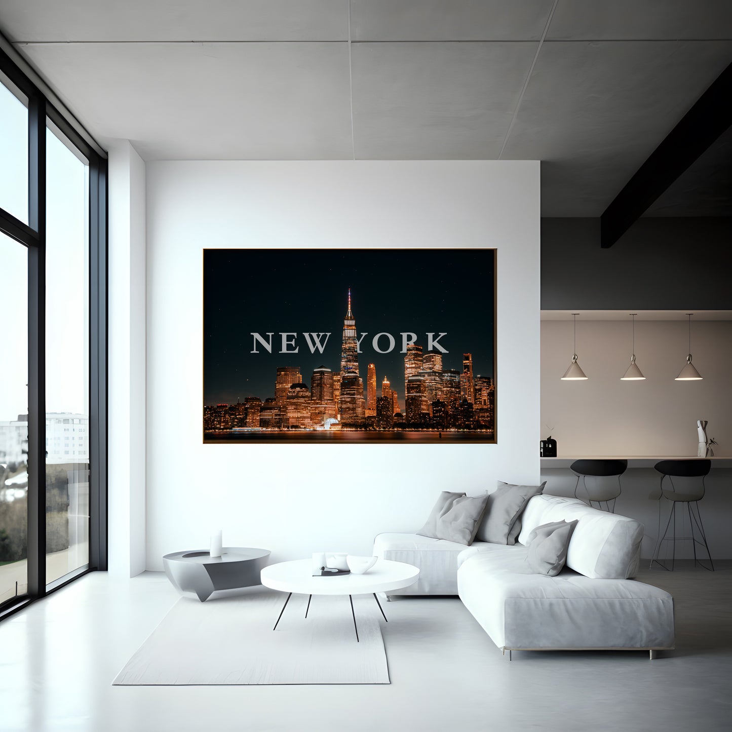 Print of NEW YORK Skyline Night View || Premium Photo and Canvas Print