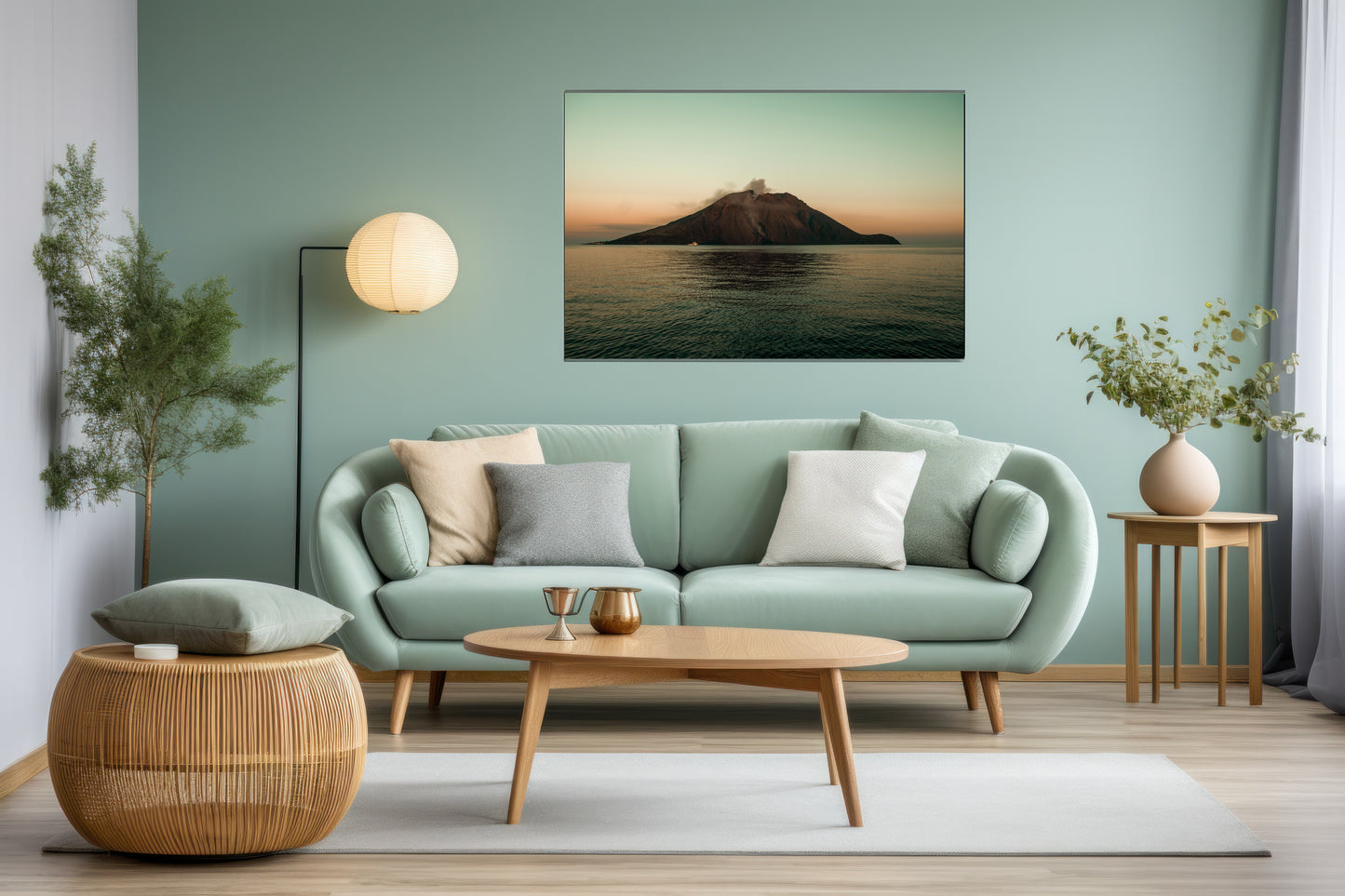 Stromboli Island Artwork Print - Italian Coastal Wall Art, Mediterranean Decor, Travel Poster, Nautical Landscape Illustration