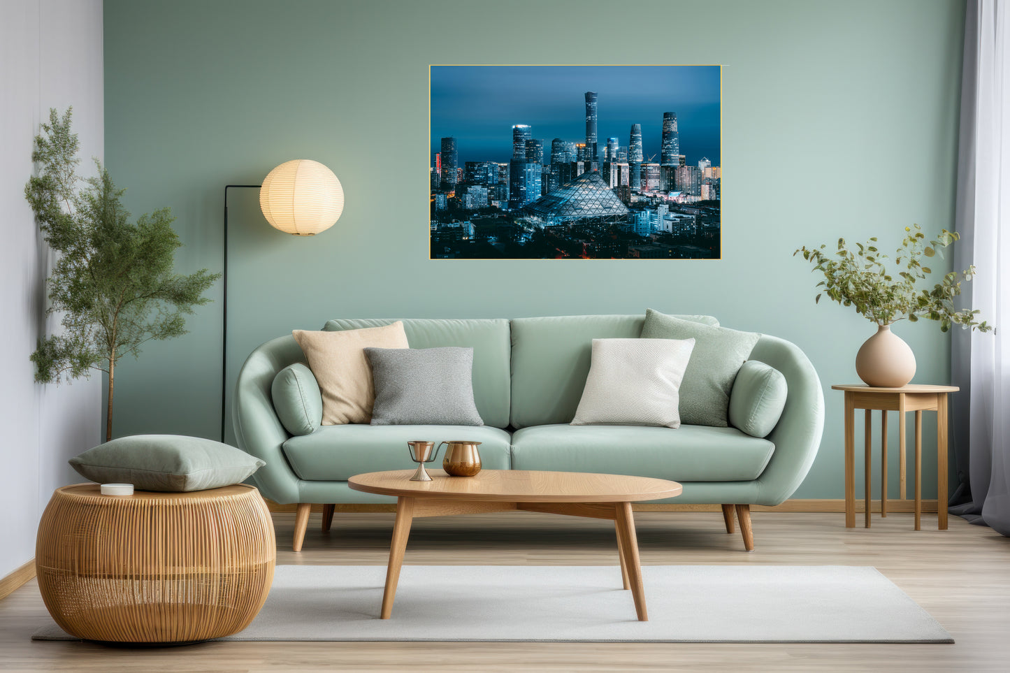 Skyline at Night: Vibrant Cityscape Print | Radiant Night Lights Wall Decor