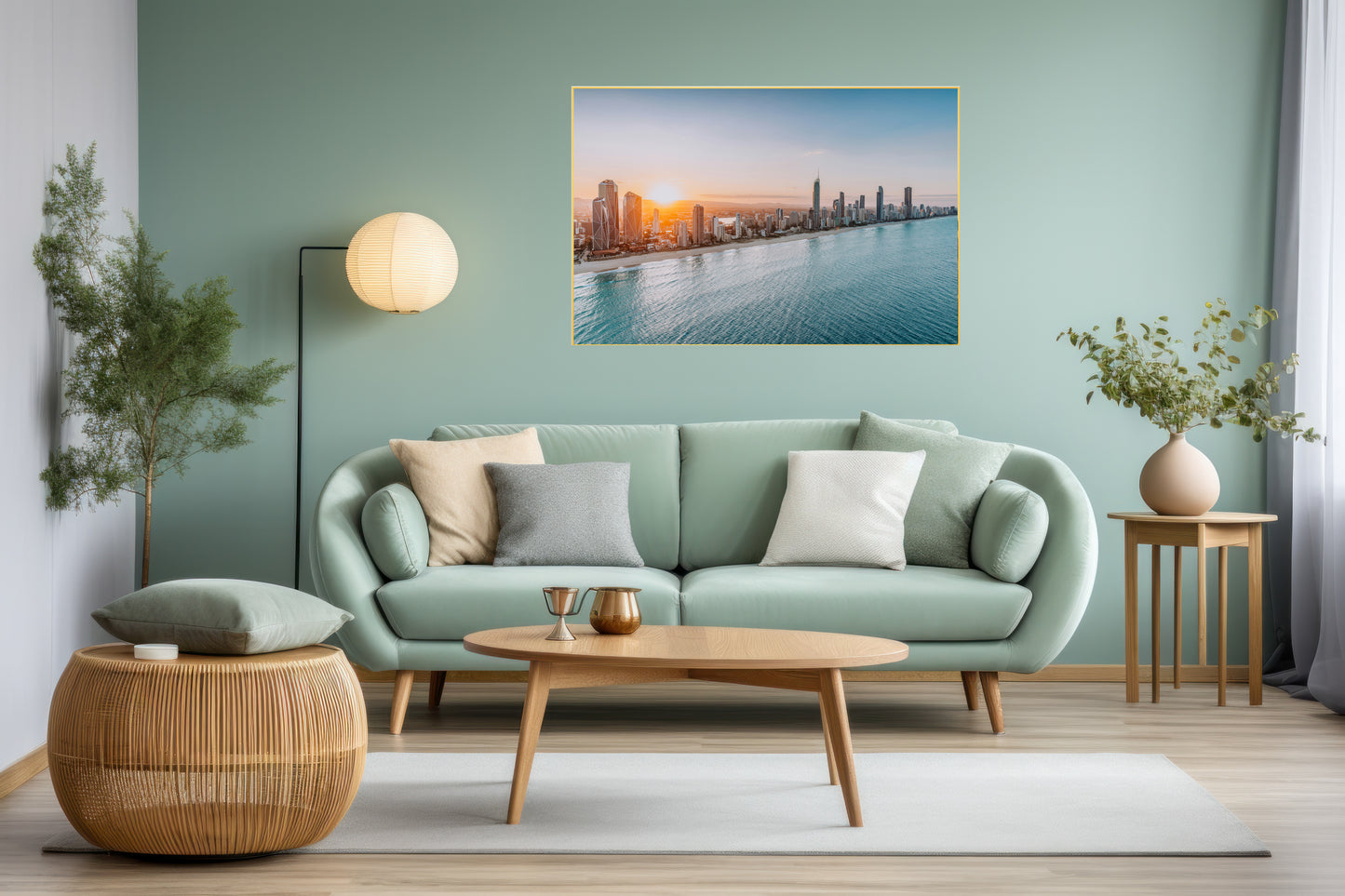 City of Gold Coast Skyline Sunset Art Print, Australian Coastal Decor, Modern Wall Art, Beach Sunset Photography, Coastal Home Decoration