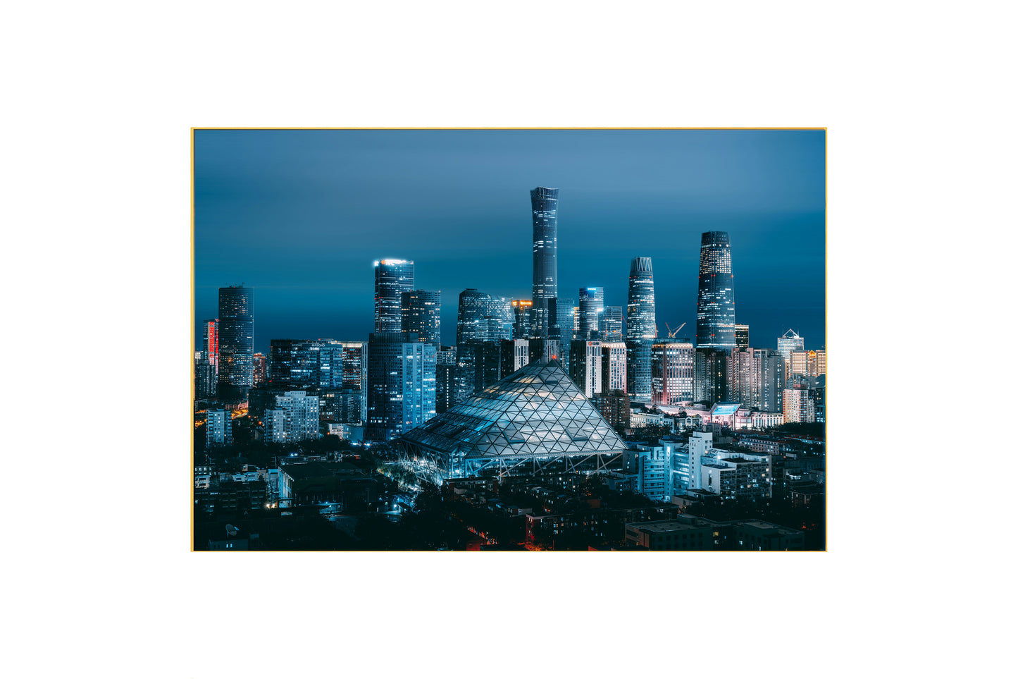 Skyline at Night: Vibrant Cityscape Print | Radiant Night Lights Wall Decor