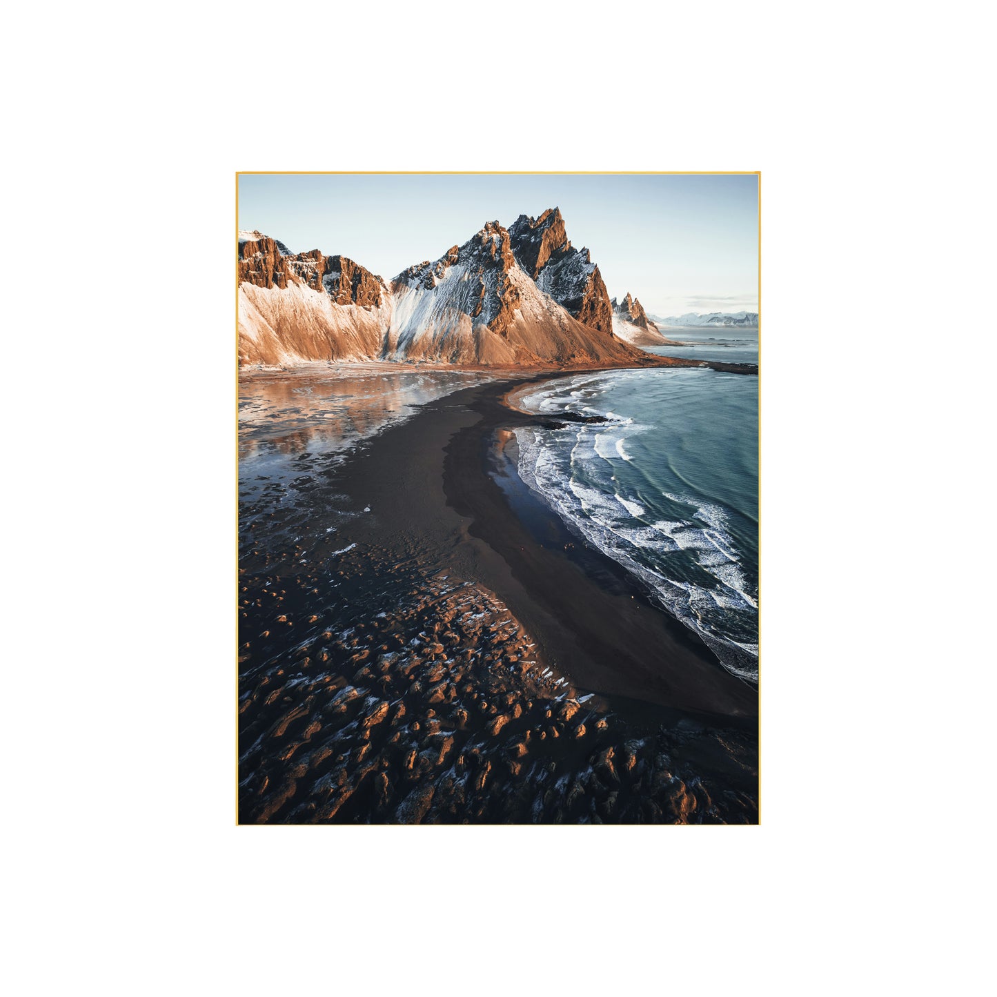 Beach with Mountain Print | Stunning Coastal and Mountain Landscape | Serene Nature Photography | Coastal Wall Art