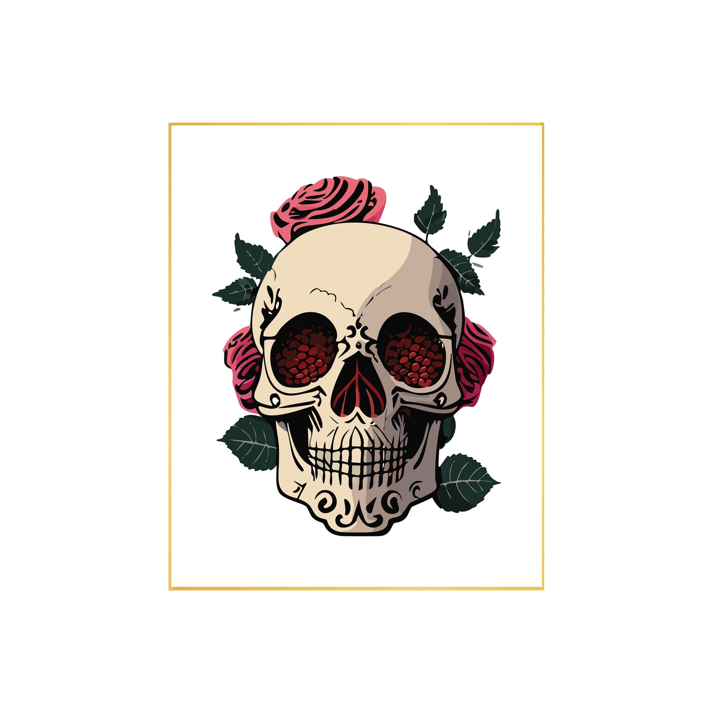 Skull with Roses Photo Poster or Canvas - Gothic Art Print"