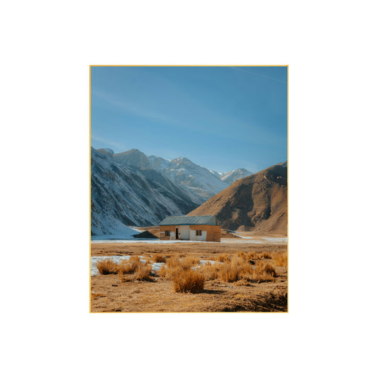 Mountain Hut with Scenic Sky | Serene Landscape Photography | Rustic Cabin Wall Art | Nature-Inspired Home Decor