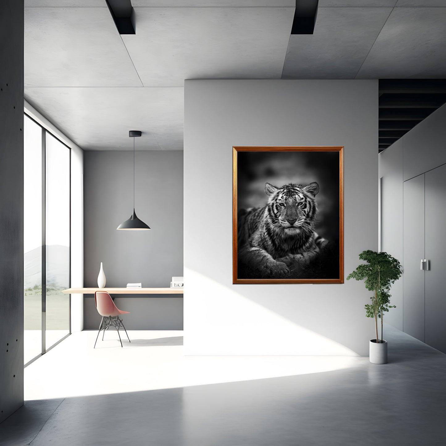 Majestic Black and White Tiger – Powerful Wildlife Art Print