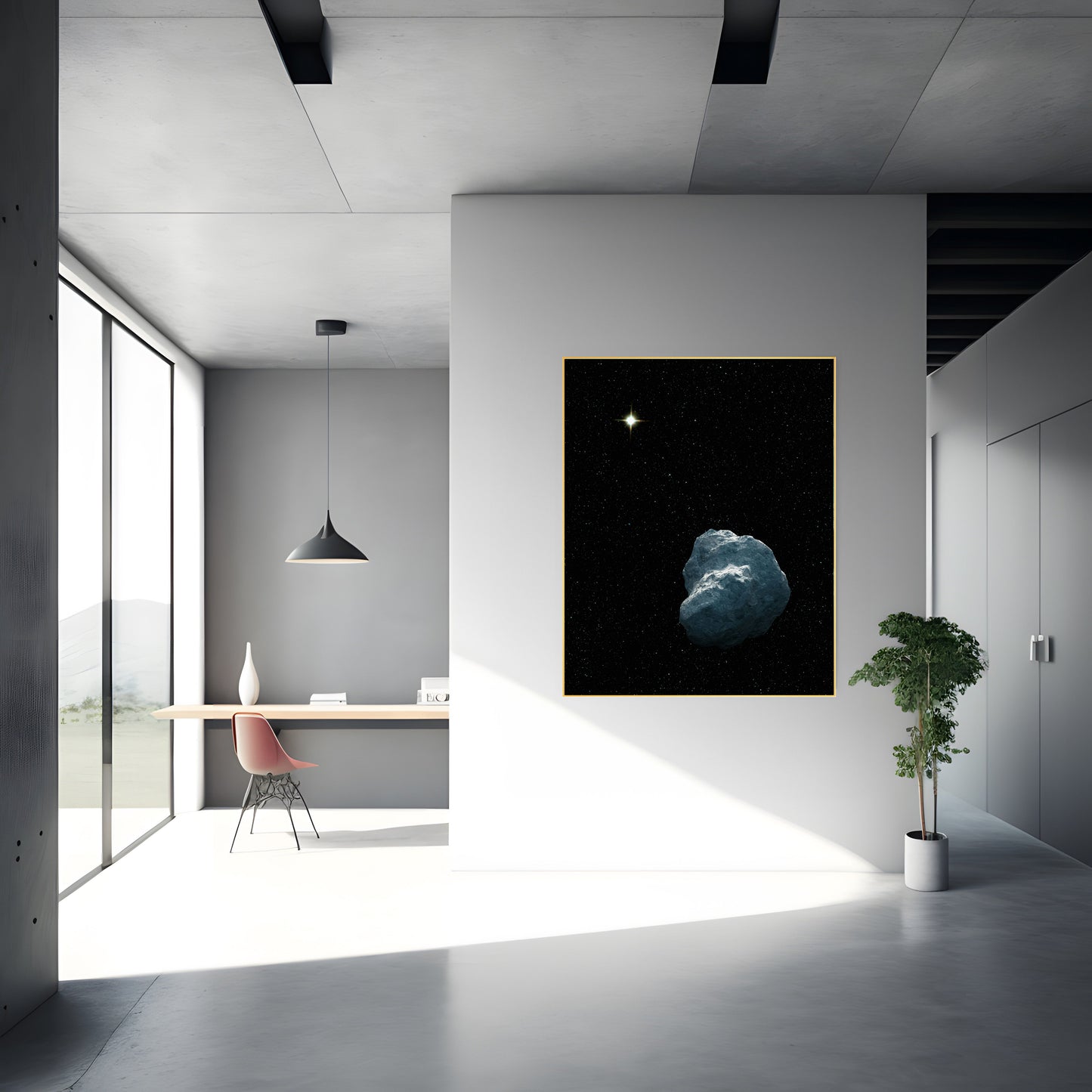 Large Asteroid Photo Print with Star | Space Wall Art | Cosmic Decor for Astronomy Lovers | Unique Home Gallery Accent