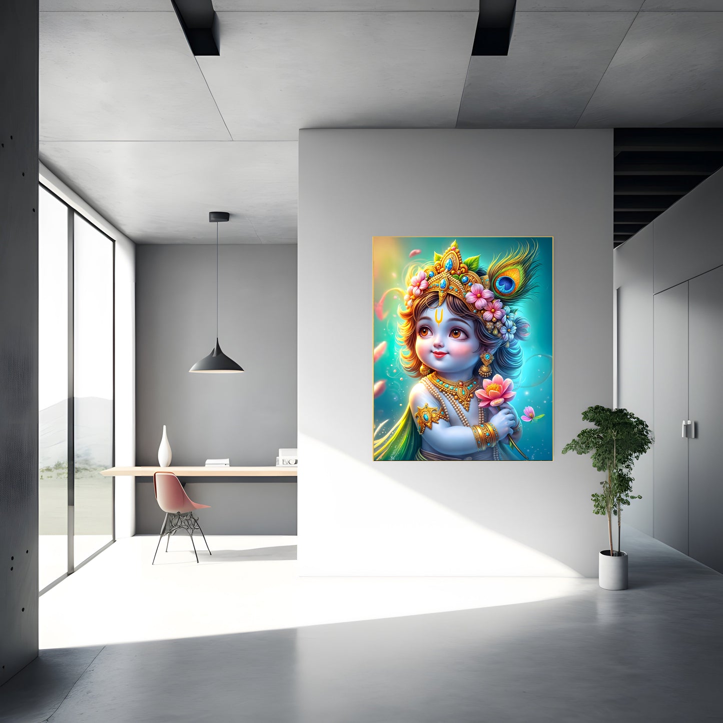 Lord Shri Krishna Canvas and Photo Print – Divine Artwork of Lord Krishna