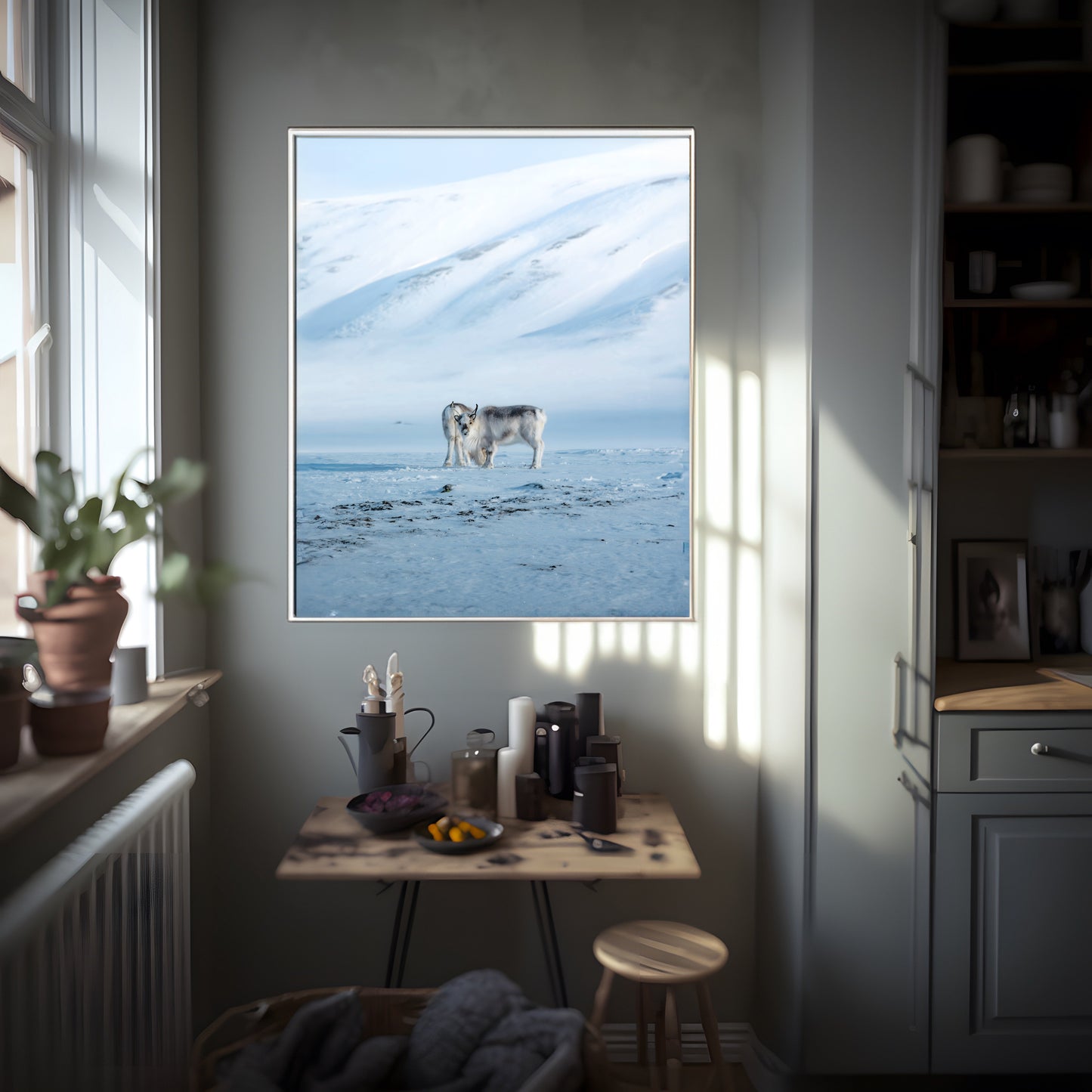 Svalbard Reindeer in Snow | Arctic Wildlife Canvas Print | Majestic Reindeer Wall Art | Nature Photography | Custom Sizes Available