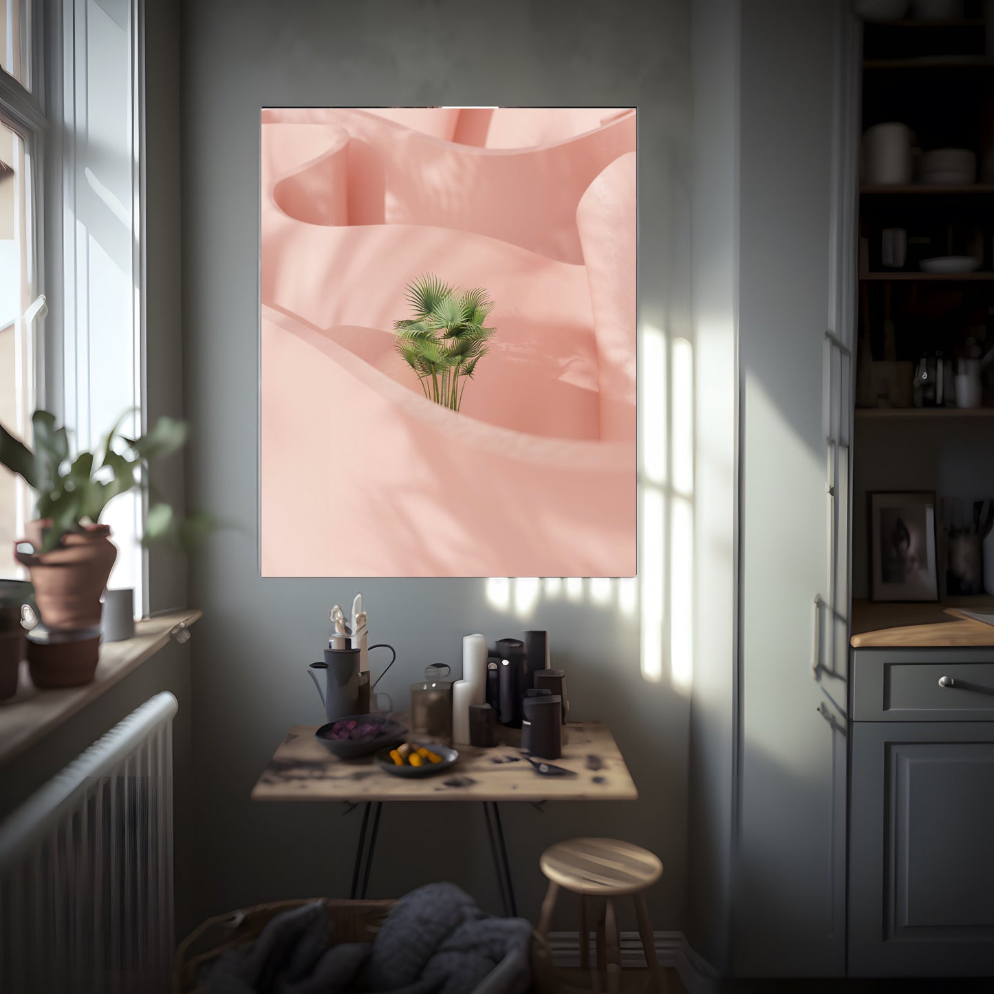 Pink Wall Palms Poster || Home decor || Office decor