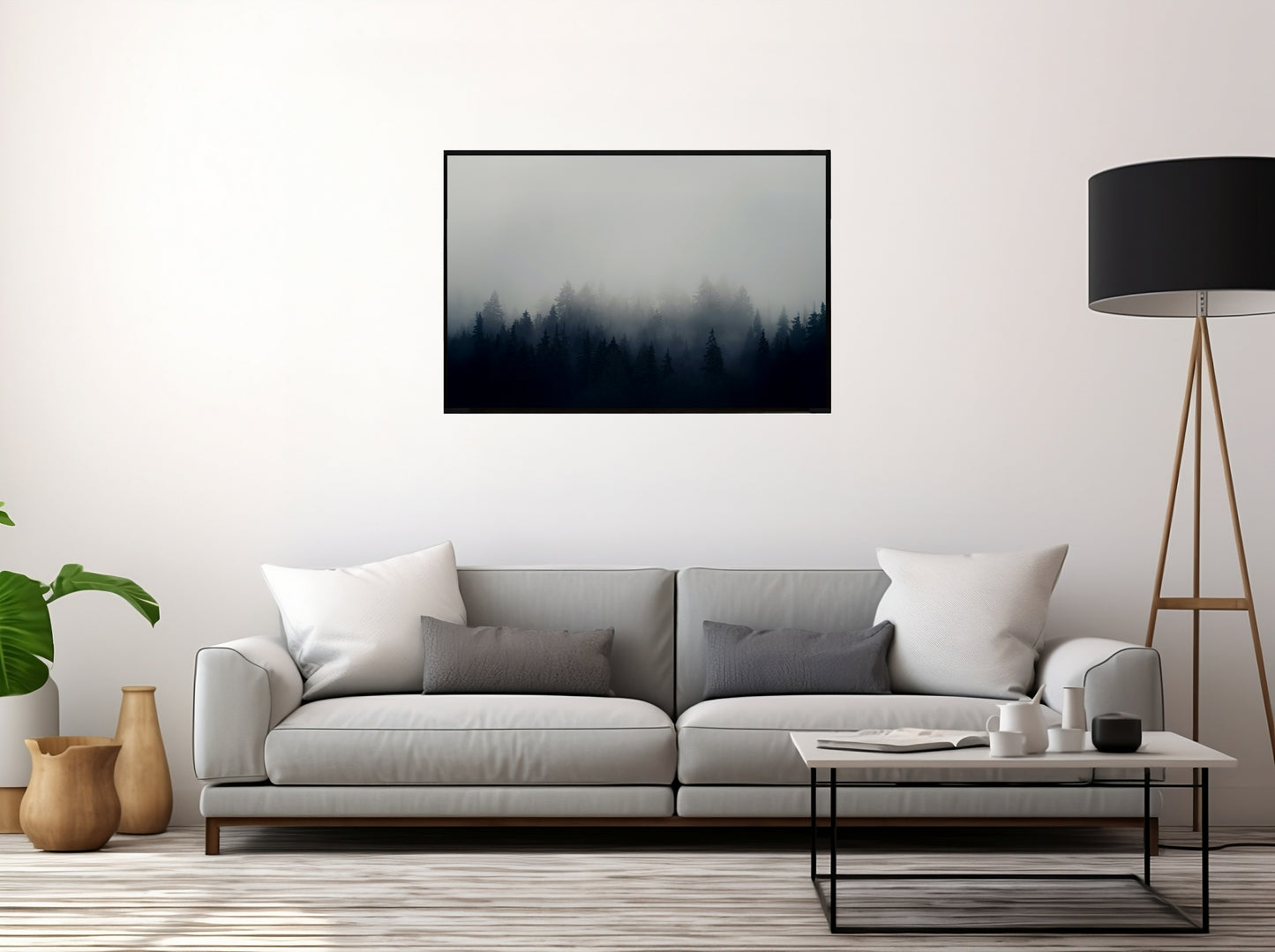 Mystical Morning Forest in Fog – Serene Nature Wall Art Print or Canvas