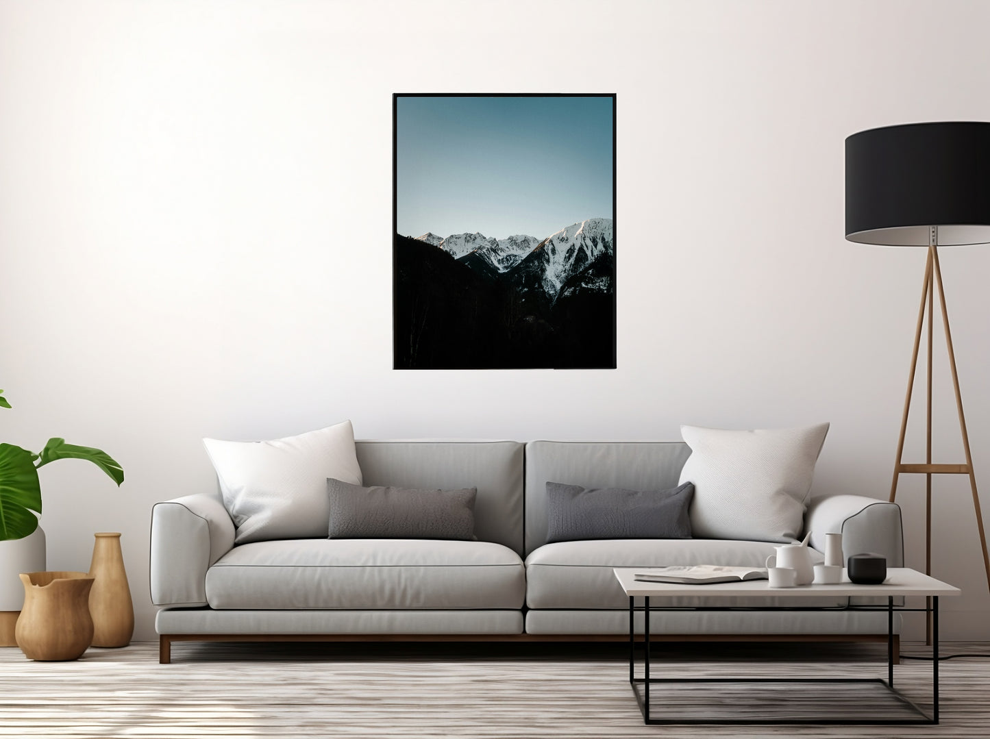 Snow-Capped Mountains with Shadow - Serene Winter Landscape Print