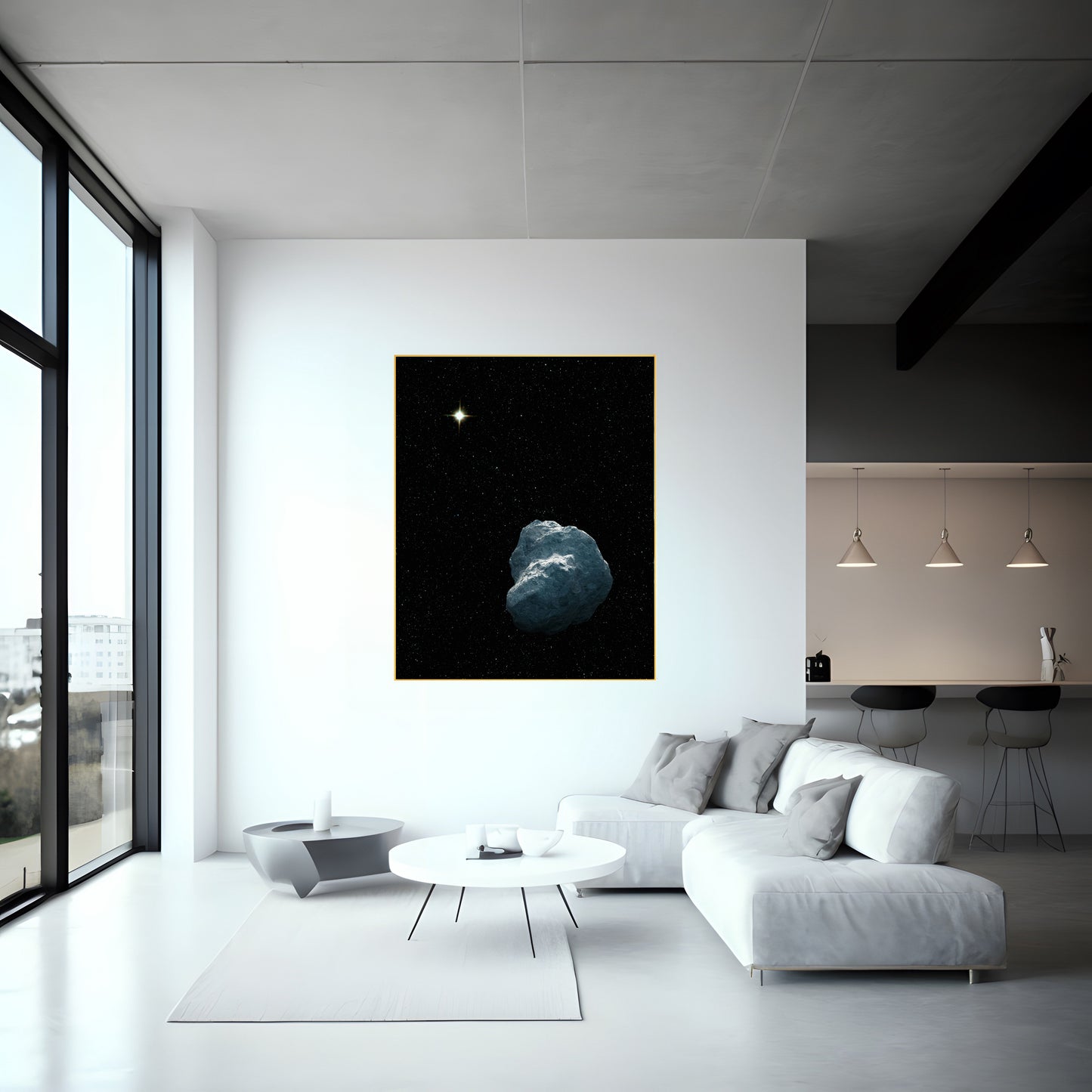 Large Asteroid Photo Print with Star | Space Wall Art | Cosmic Decor for Astronomy Lovers | Unique Home Gallery Accent