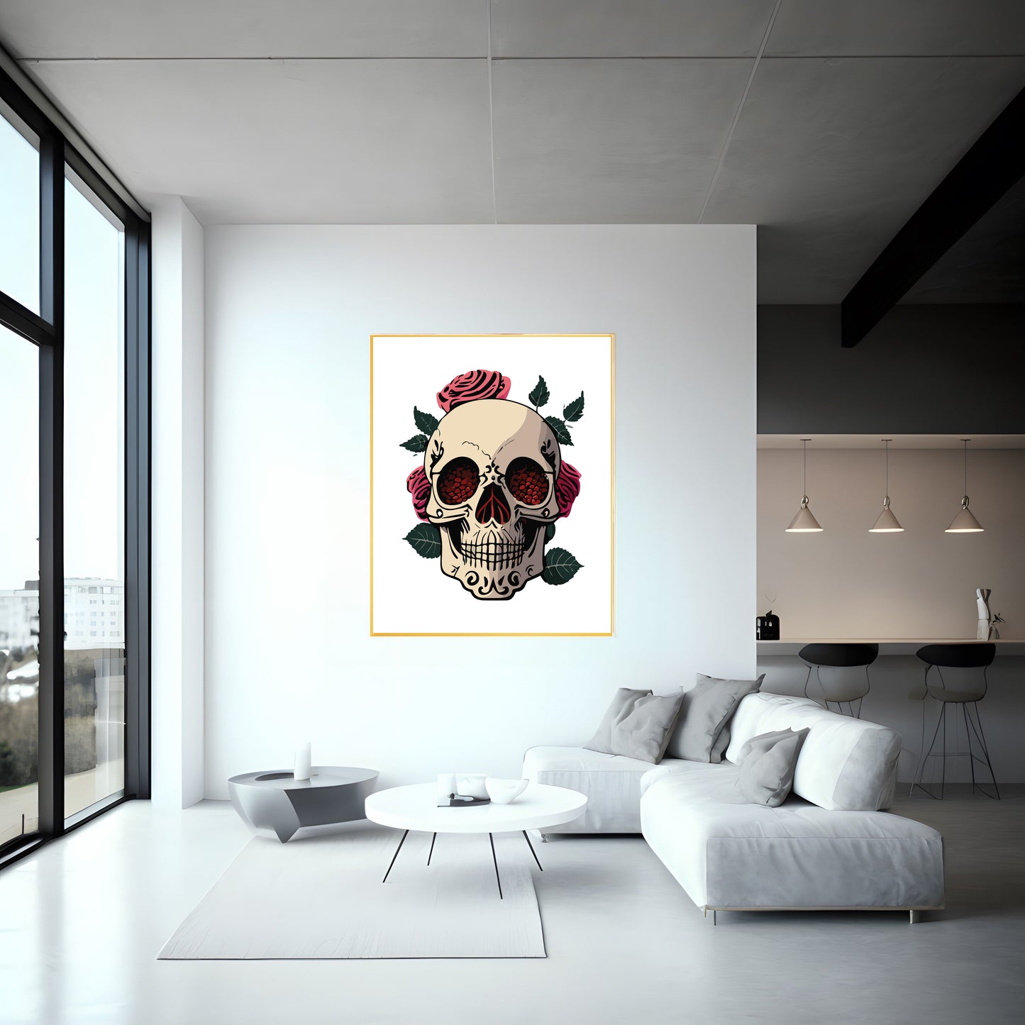 Skull with Roses Photo Poster or Canvas - Gothic Art Print"