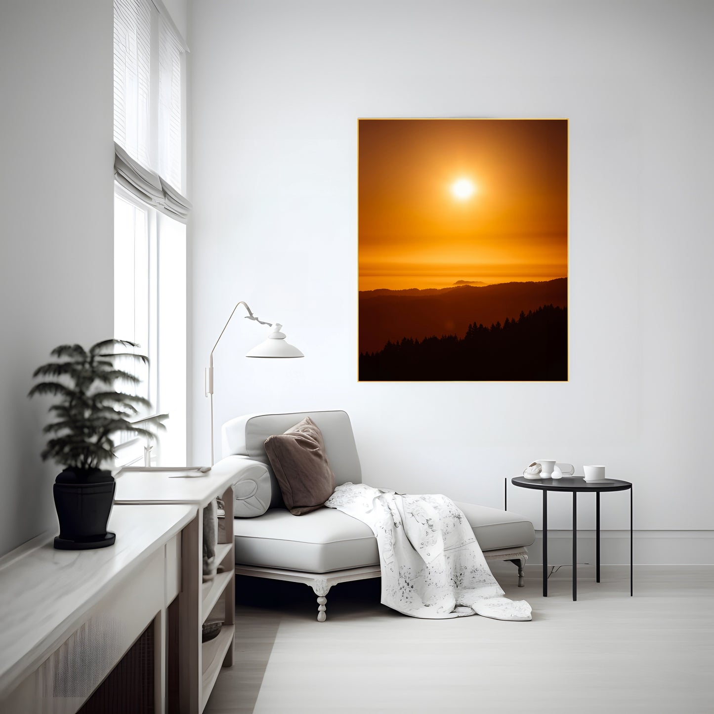 Print of Majestic Sunset in the Mountains: Stunning Mountain Landscape Print | Evening Glow Wall Art | Nature’s Beauty