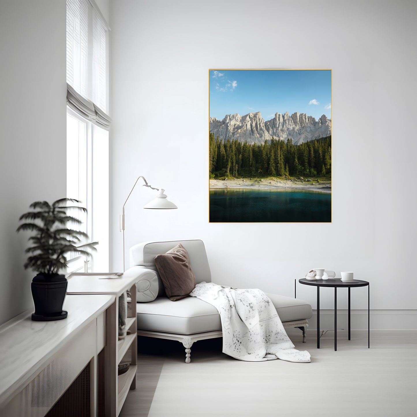 Print of Serene Mountains with River: Captivating Landscape Print | Tranquil Nature Art | Scenic Wall Decor