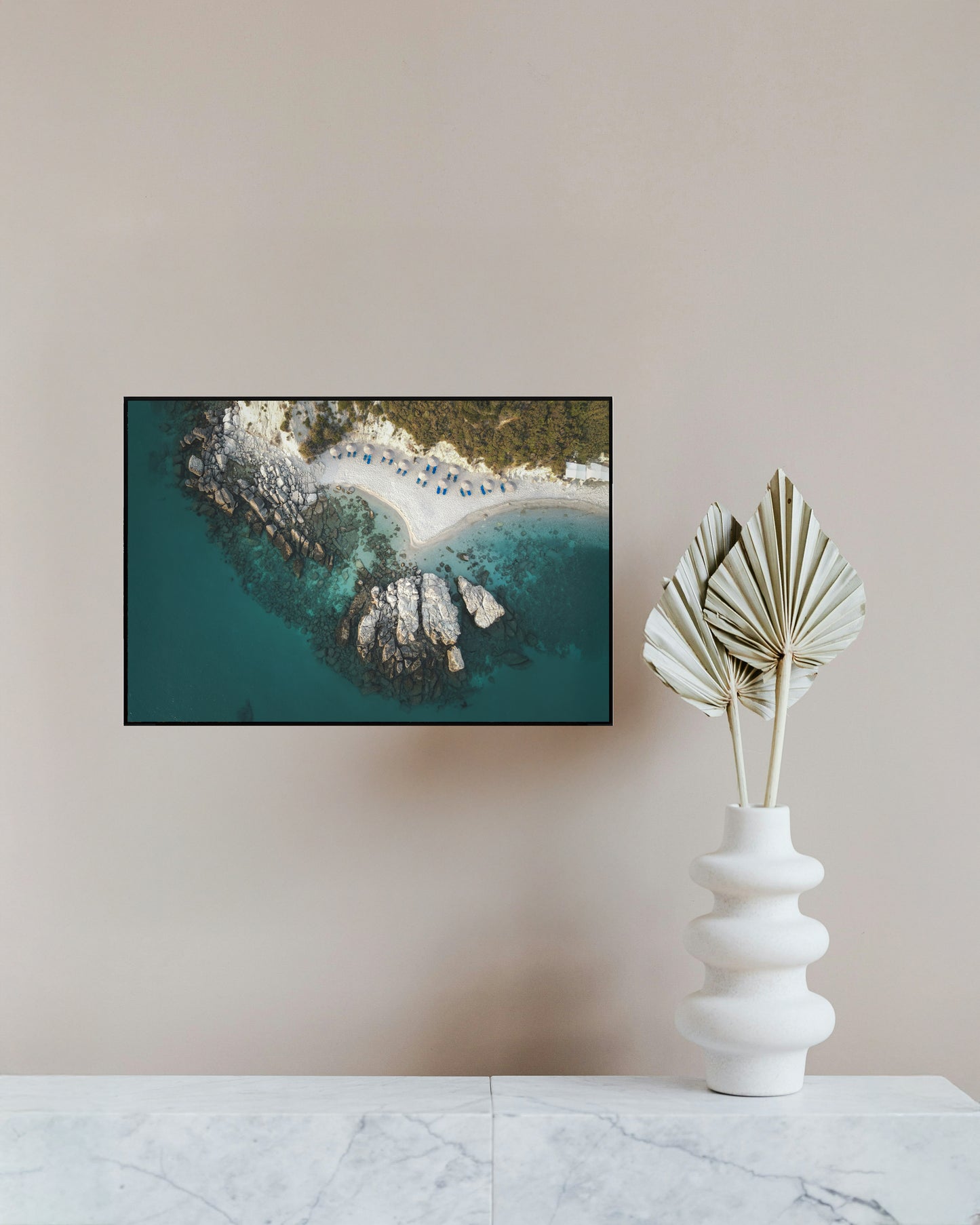 Bird's Eye View of Beach and Ocean – Aerial Beach Landscape Print