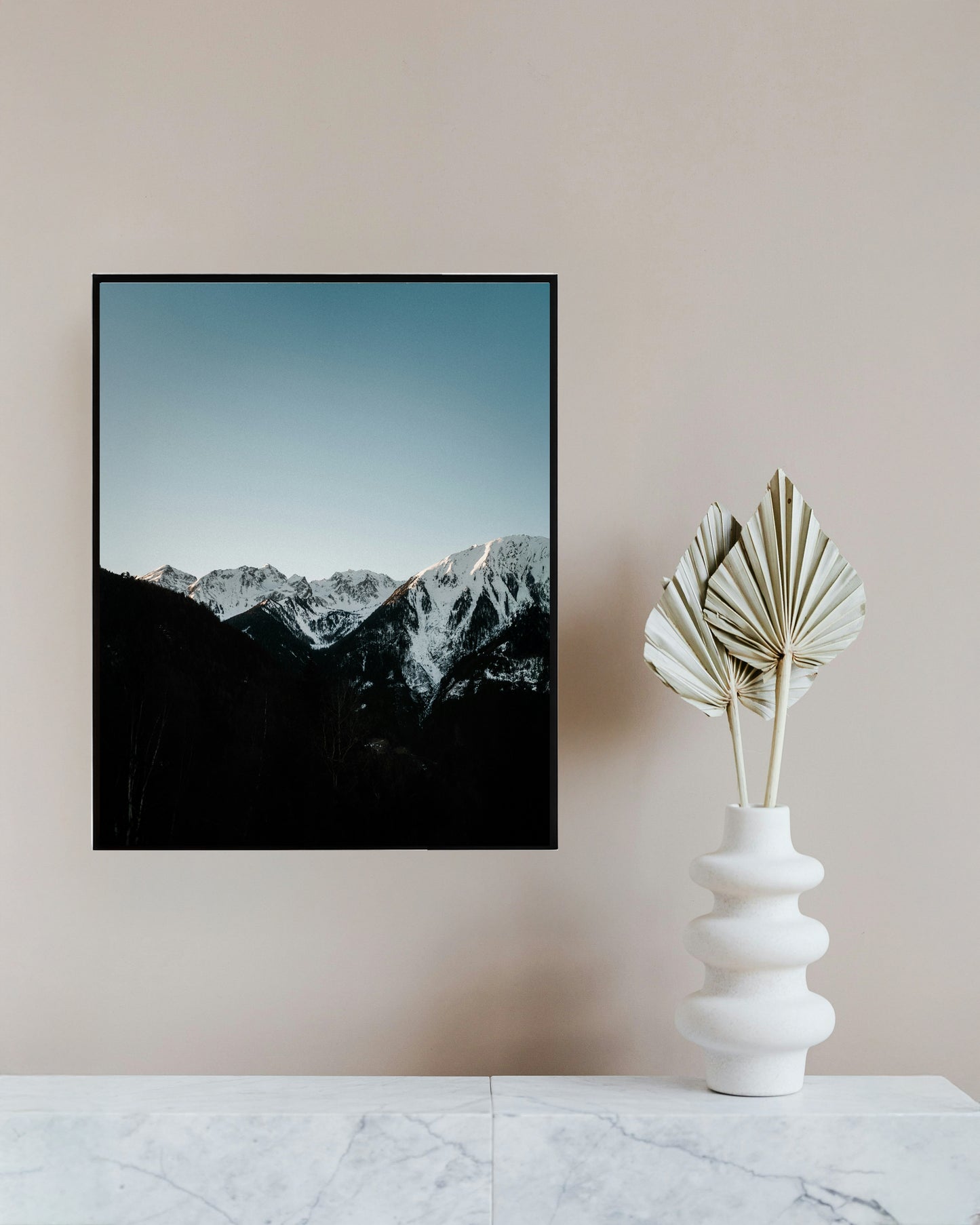 Snow-Capped Mountains with Shadow - Serene Winter Landscape Print