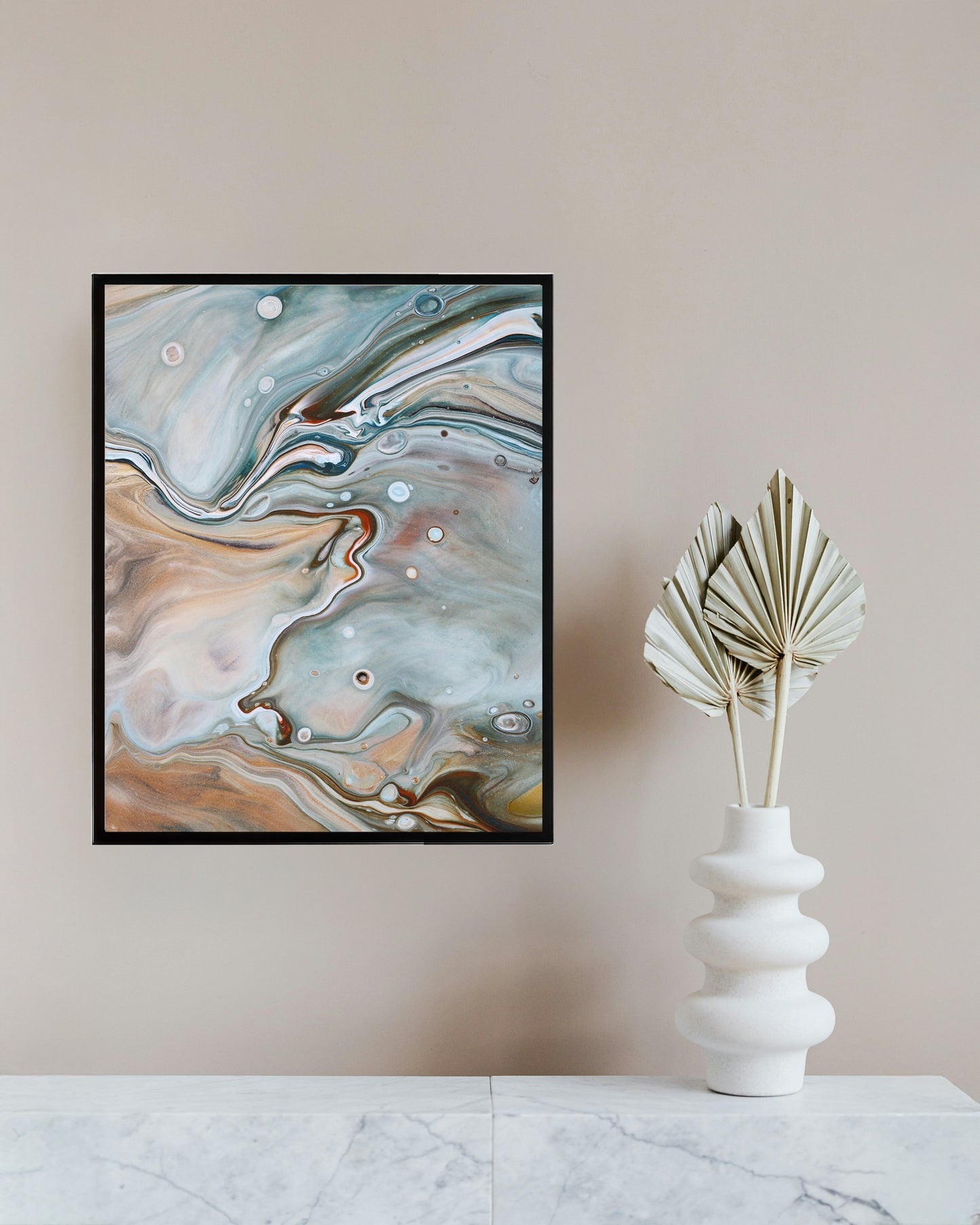 Abstract Painting in Light Blue and Matte Tones